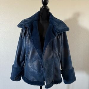 Forever 21 Navy Faux Shearling Jacket